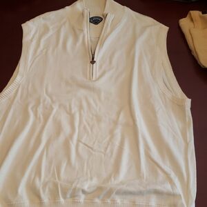 Chaps Off-White Zip-Up Sweater Vest